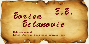 Boriša Belanović vizit kartica